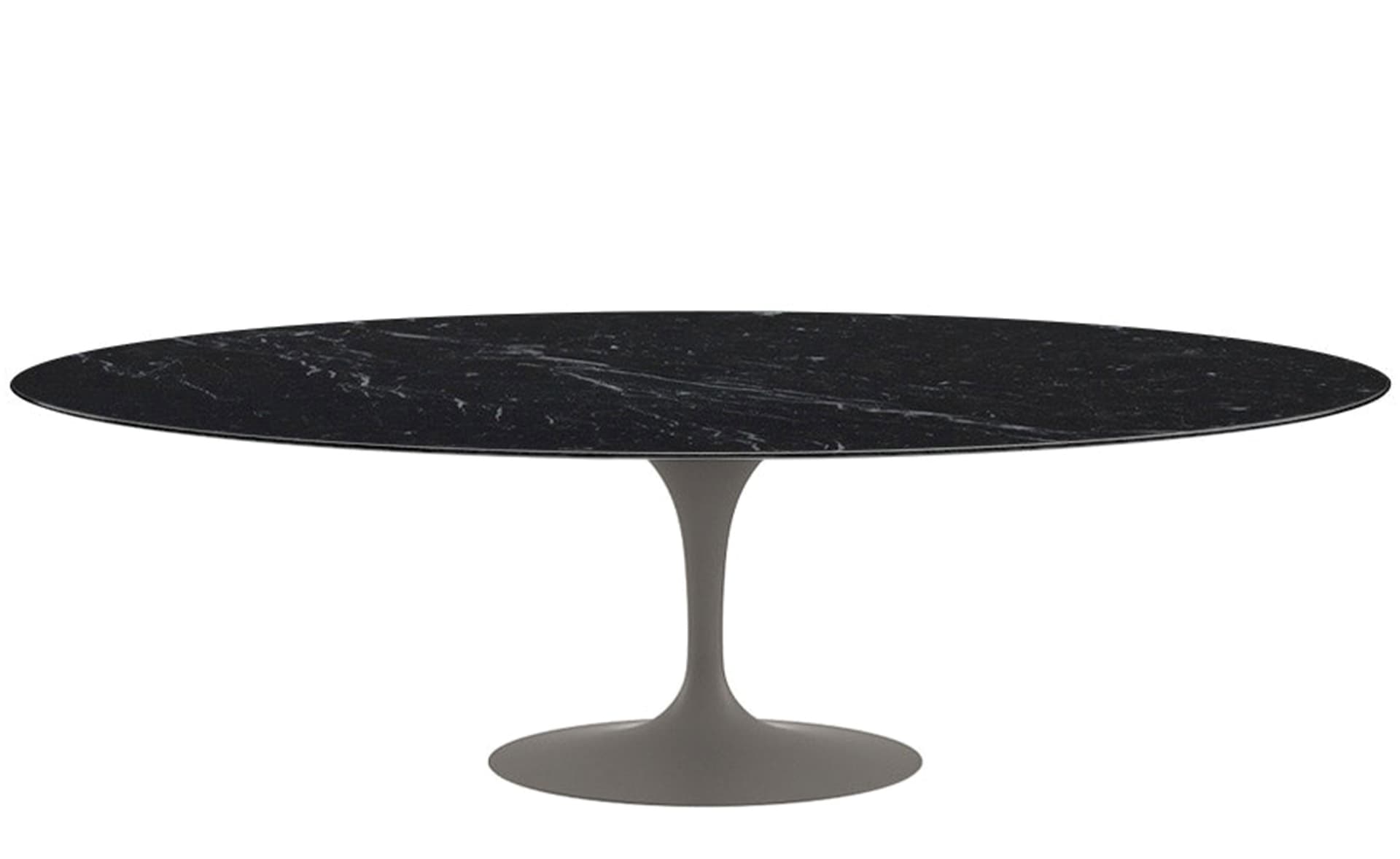 saarinen dining table - 96" oval / satin - grey / satin marble - nero marquina