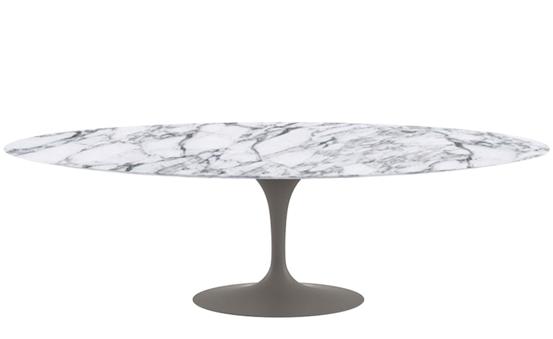 saarinen dining table - 96" oval / satin - grey / satin marble - arabescato
