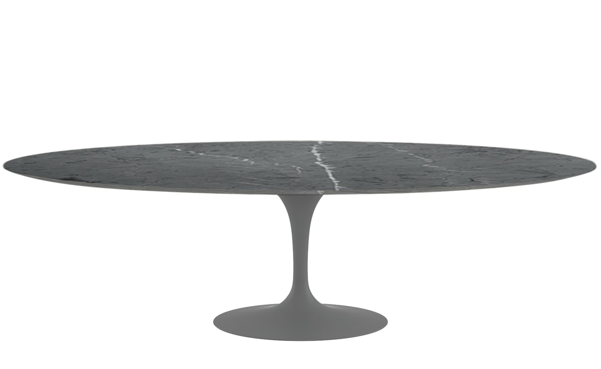saarinen dining table - 96" oval / satin - grey / satin marble - grigio marquina
