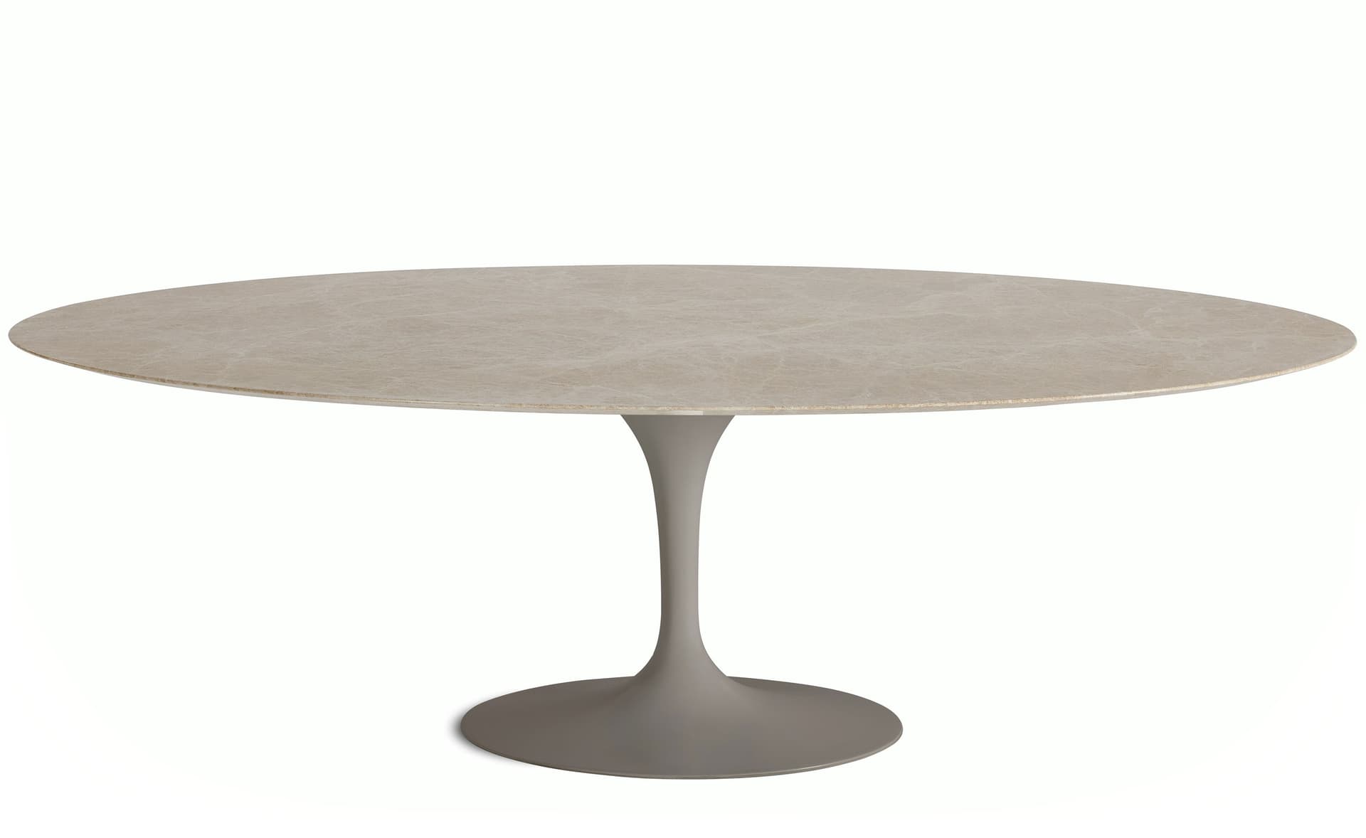 saarinen dining table - 96" oval / satin - grey / polished marble - emperador light