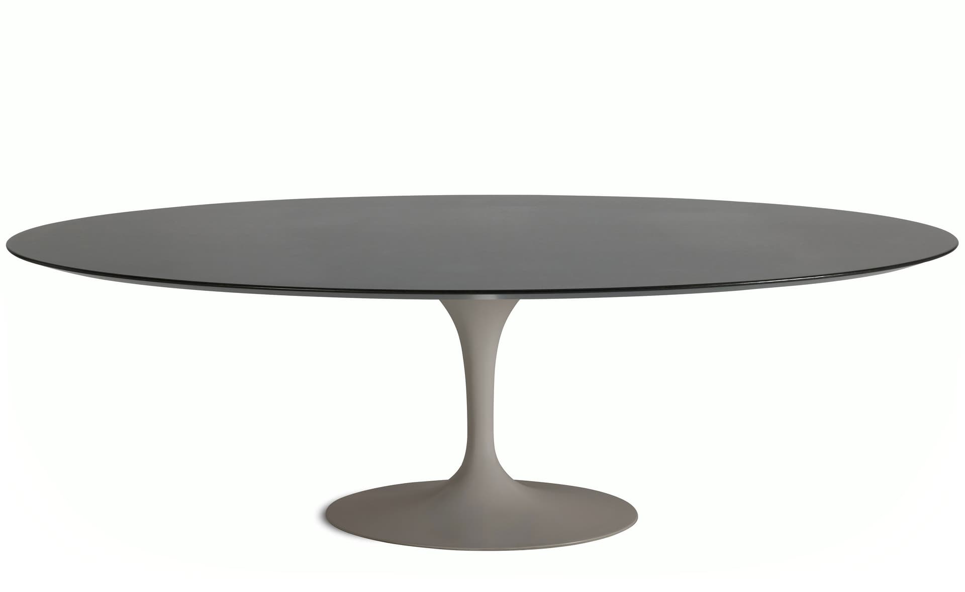 saarinen dining table - 96" oval / satin - grey / veneer - topo noir