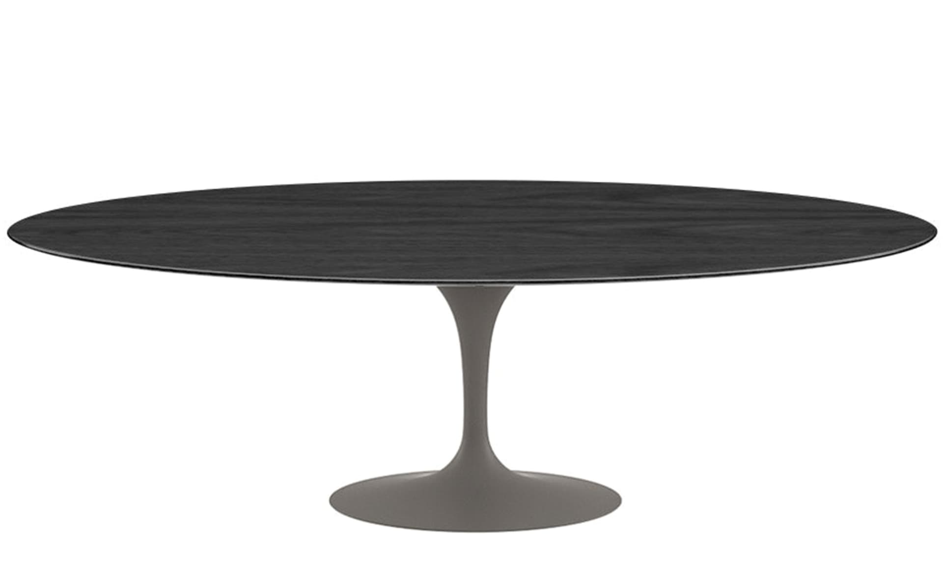 saarinen dining table - 96" oval / satin - grey / veneer - ebonized walnut
