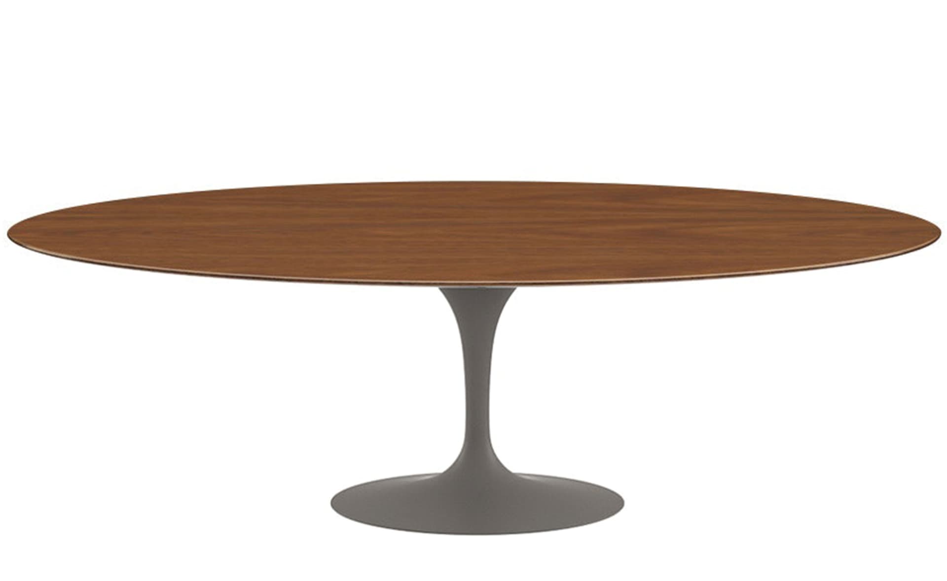 saarinen dining table - 96" oval / satin - grey / veneer - light walnut