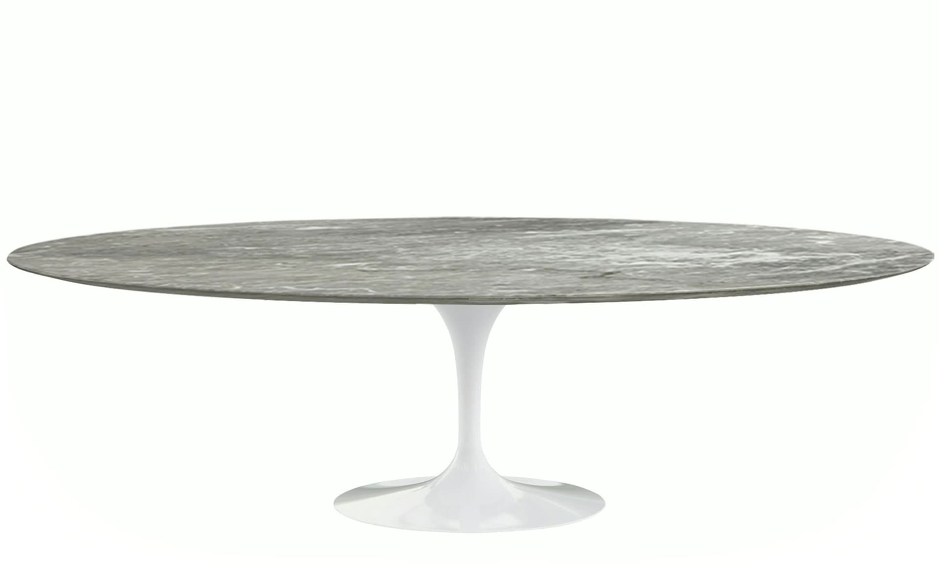 saarinen dining table - 96" oval / high gloss - white / satin marble - grey