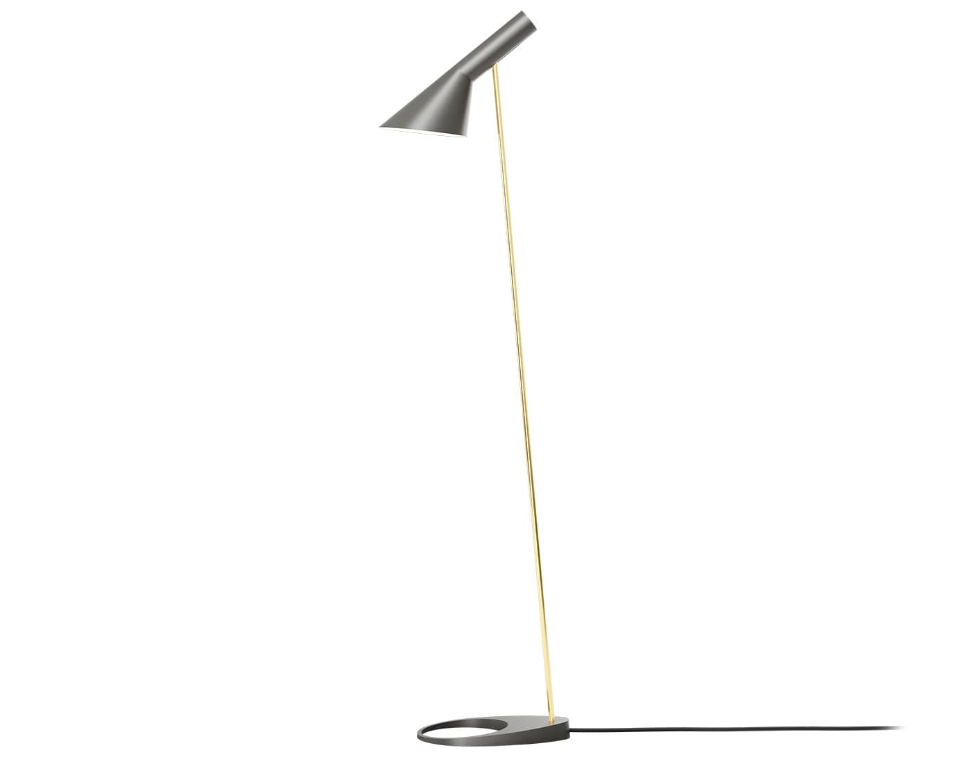 arne jacobsen floor lamp / warm grey & brass