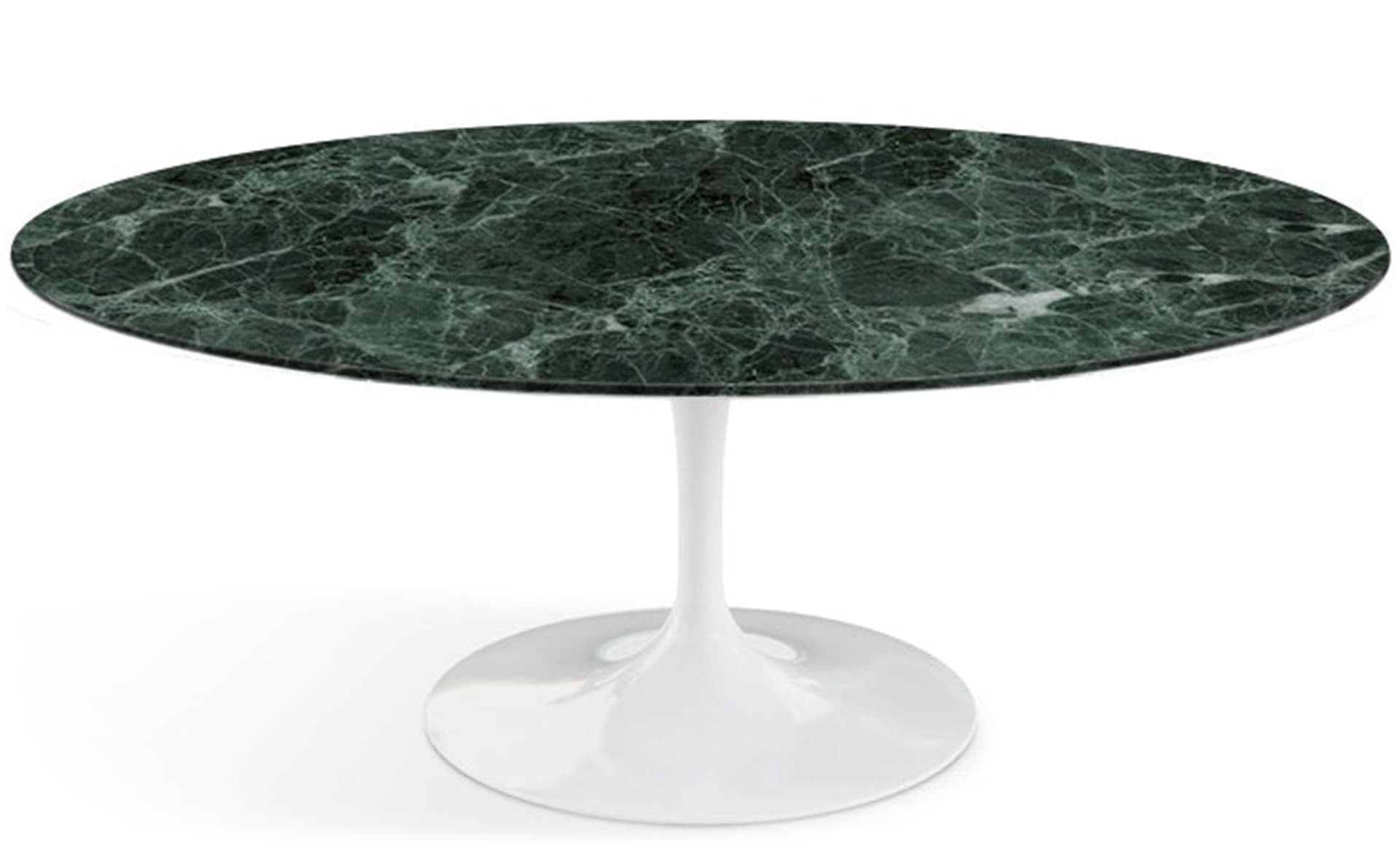 saarinen coffee table - 42" oval / high gloss - white / polished marble - verde alpi