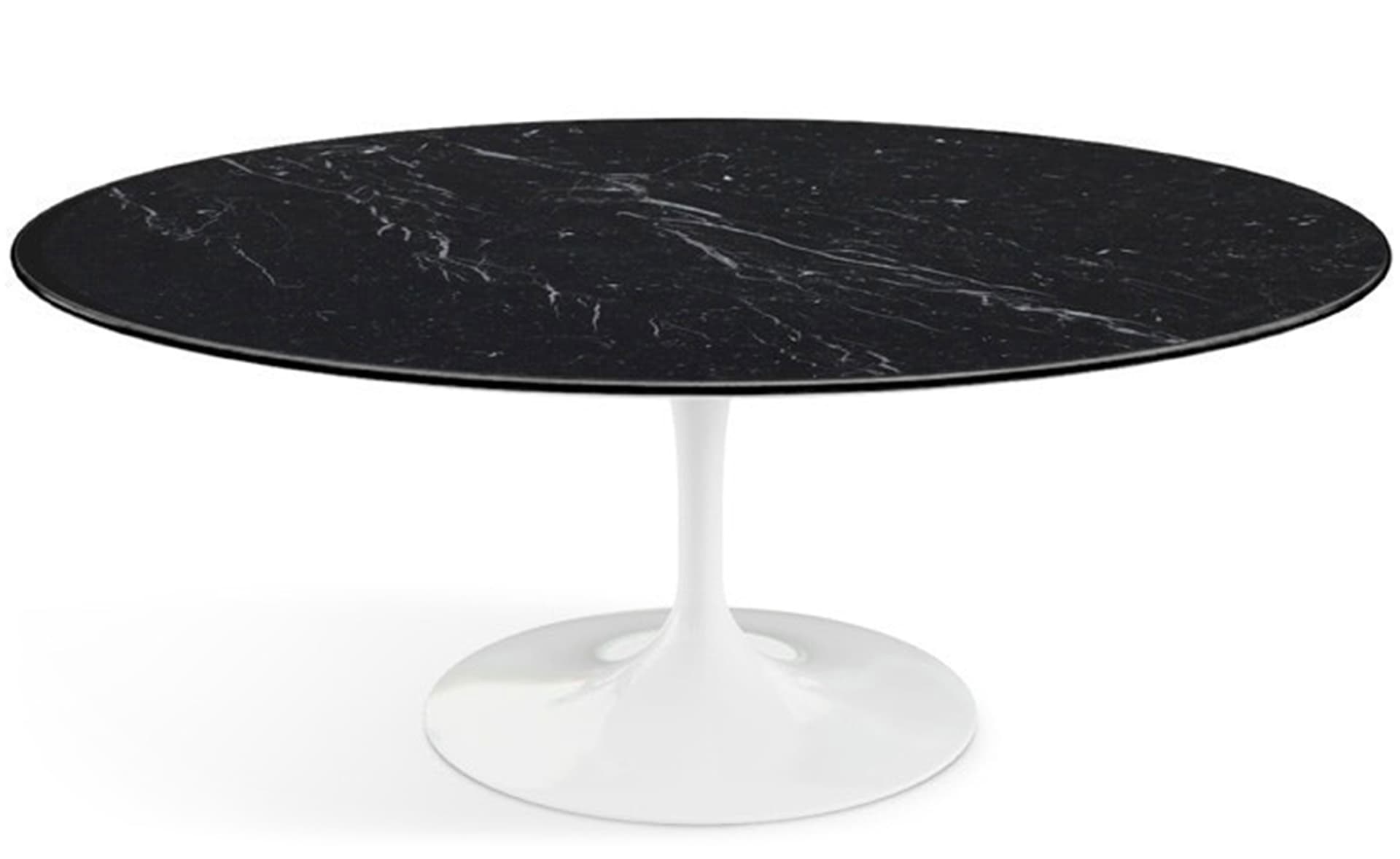 saarinen coffee table - 42" oval / high gloss - white / satin marble - nero marquina
