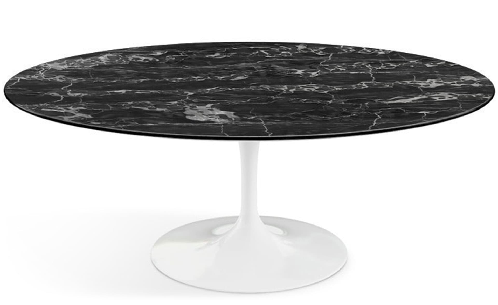 saarinen coffee table - 42" oval / high gloss - white / satin marble - portoro