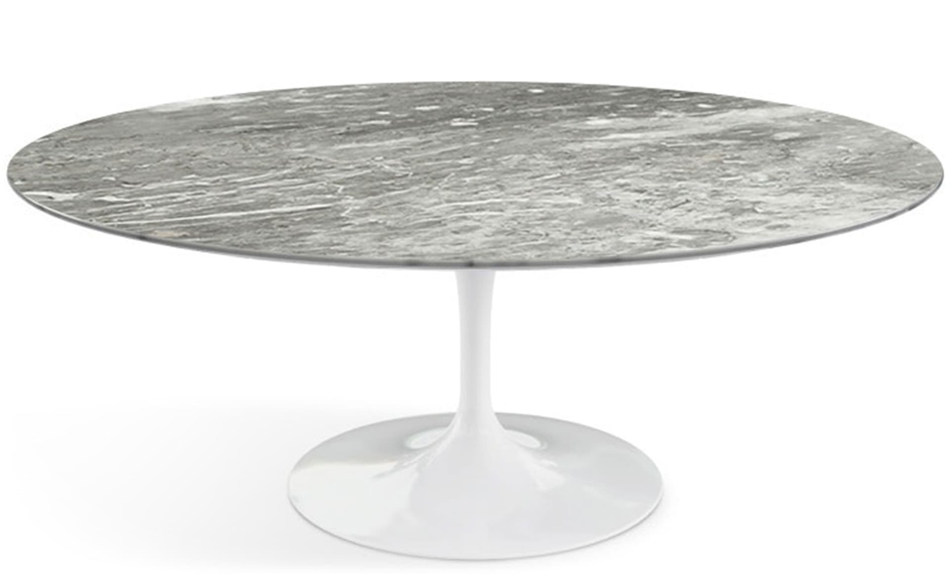 saarinen coffee table - 42" oval / high gloss - white / polished marble - grey