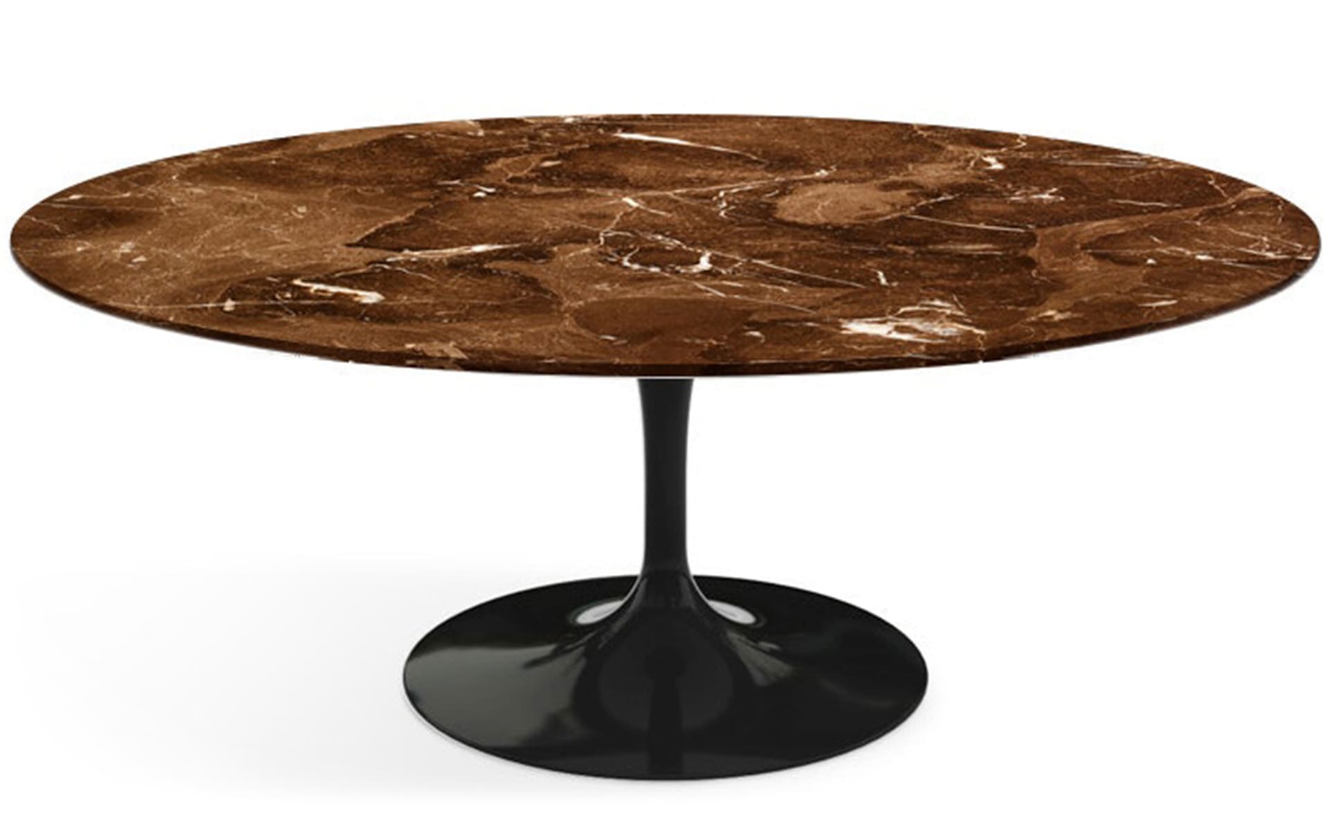 saarinen coffee table - 42" oval / high gloss - black / polished marble - espresso