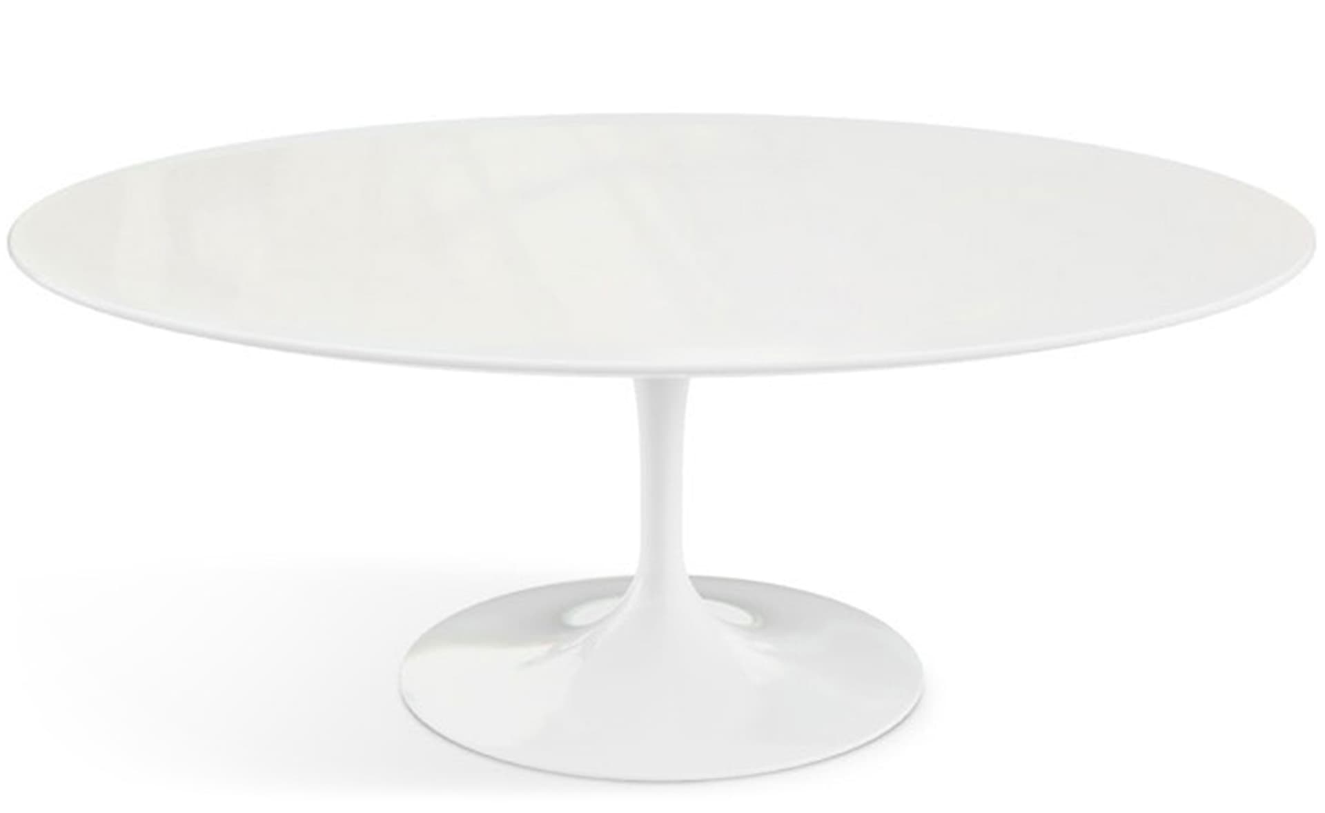 saarinen coffee table - 42" oval / high gloss - white / engineered stone - vetro bianco
