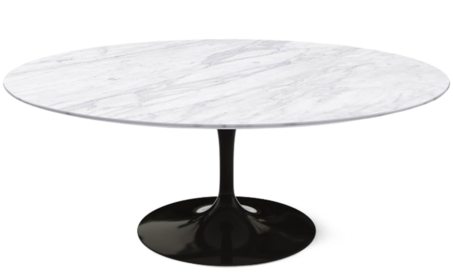 saarinen coffee table - 42" oval / high gloss - black / polished marble - carrara