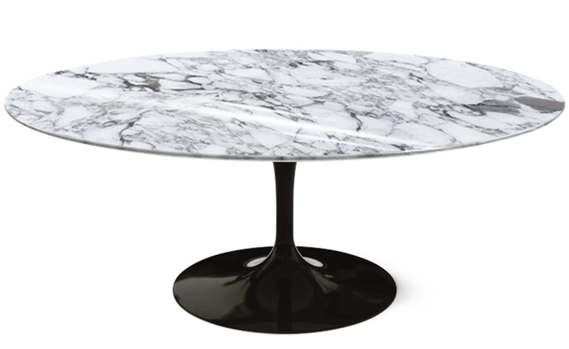 saarinen coffee table - 42" oval / high gloss - black / satin marble - arabescato