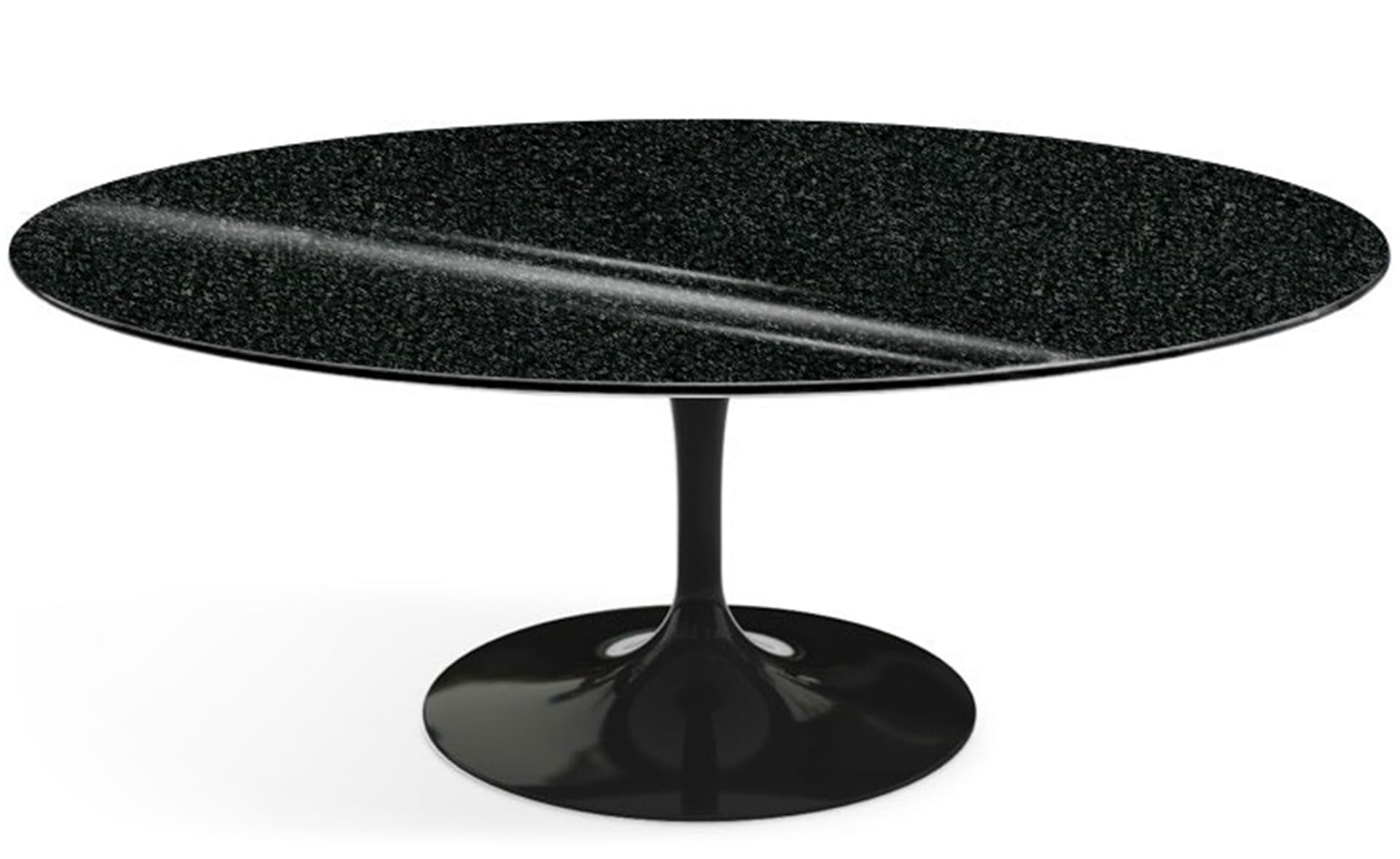 saarinen coffee table - 42" oval / high gloss - black / granite - black andes