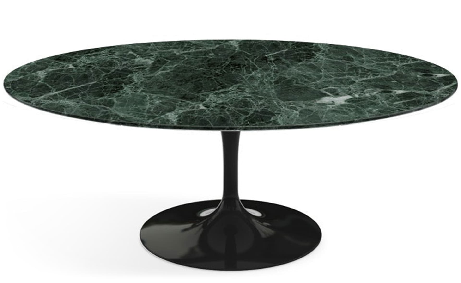 saarinen coffee table - 42" oval / high gloss - black / polished marble - verde alpi