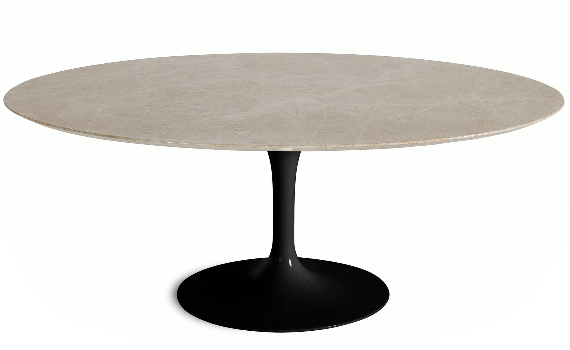 saarinen coffee table - 42" oval / high gloss - black / satin marble - emperador light