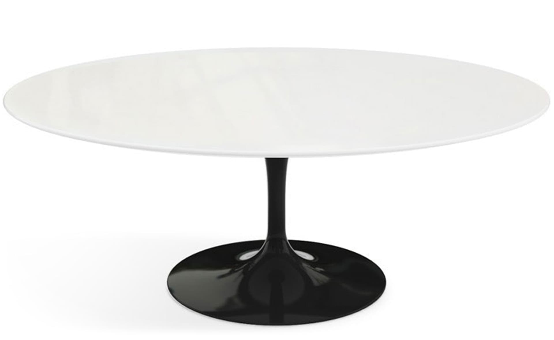 saarinen coffee table - 42" oval / high gloss - black / engineered stone - vetro bianco