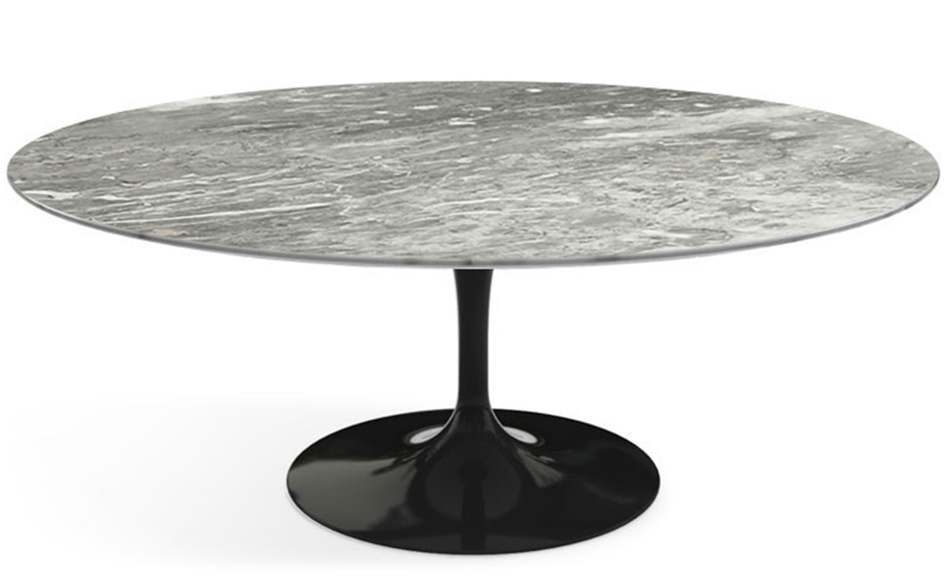 saarinen coffee table - 42" oval / high gloss - black / satin marble - grey