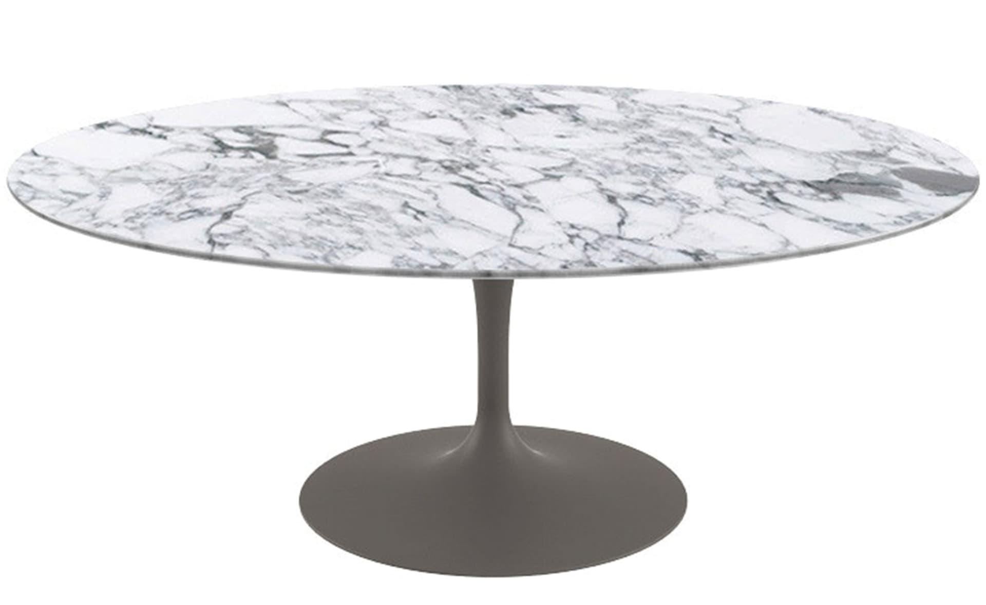 saarinen coffee table - 42" oval / satin - grey / polished marble - arabescato