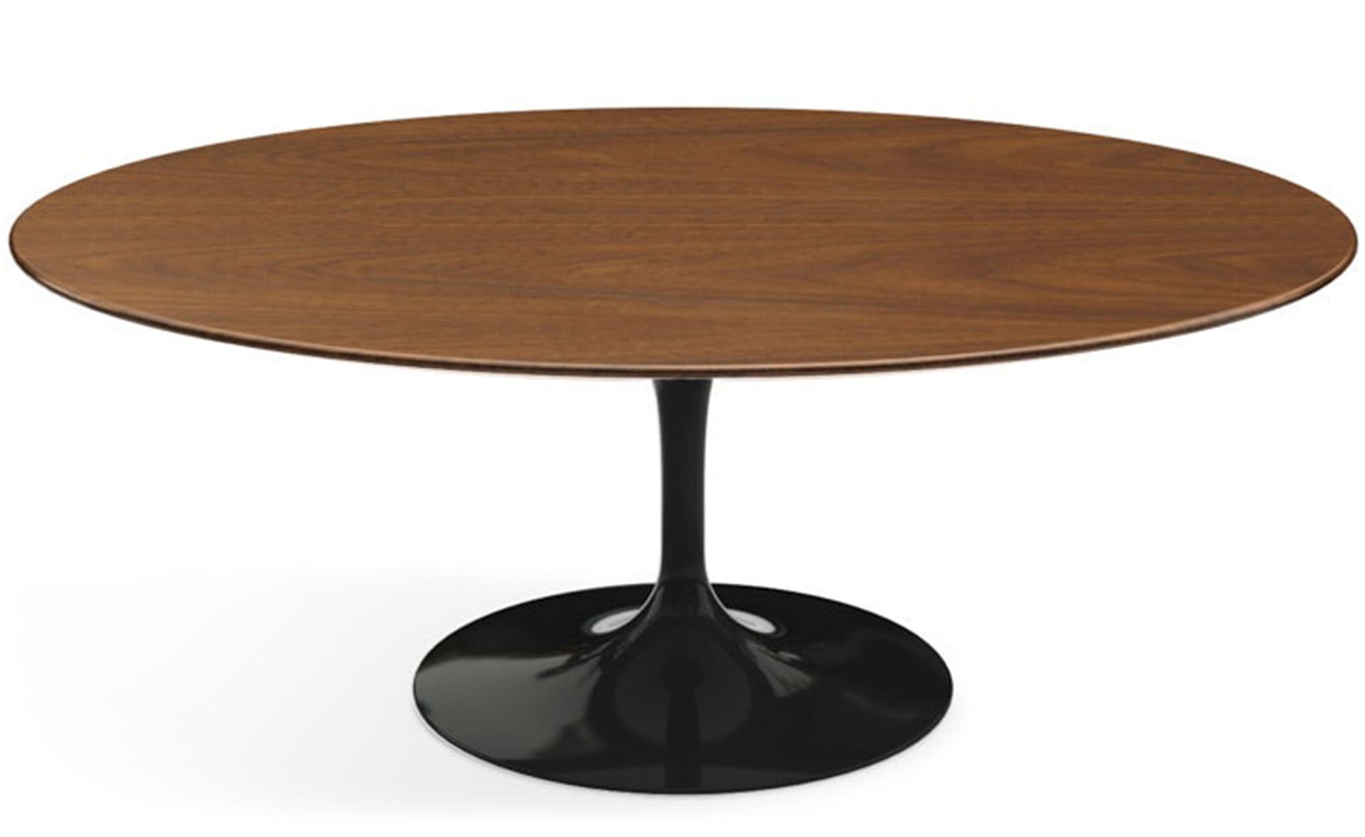 saarinen coffee table - 42" oval / high gloss - black / veneer - light walnut