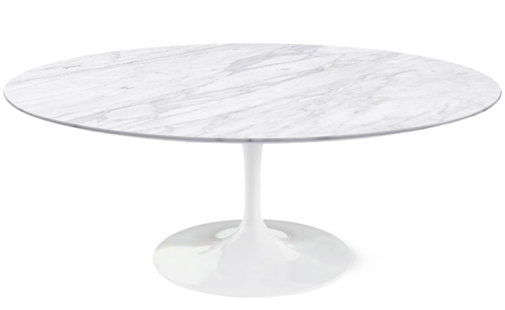 saarinen coffee table - 42" oval / high gloss - white / polished marble - carrara