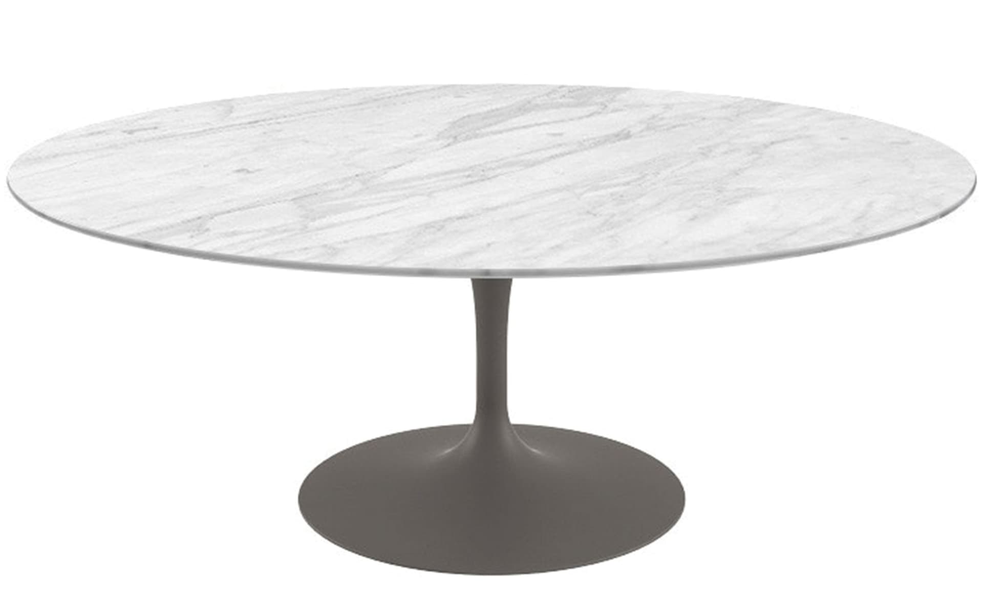 saarinen coffee table - 42" oval / satin - grey / polished marble - carrara