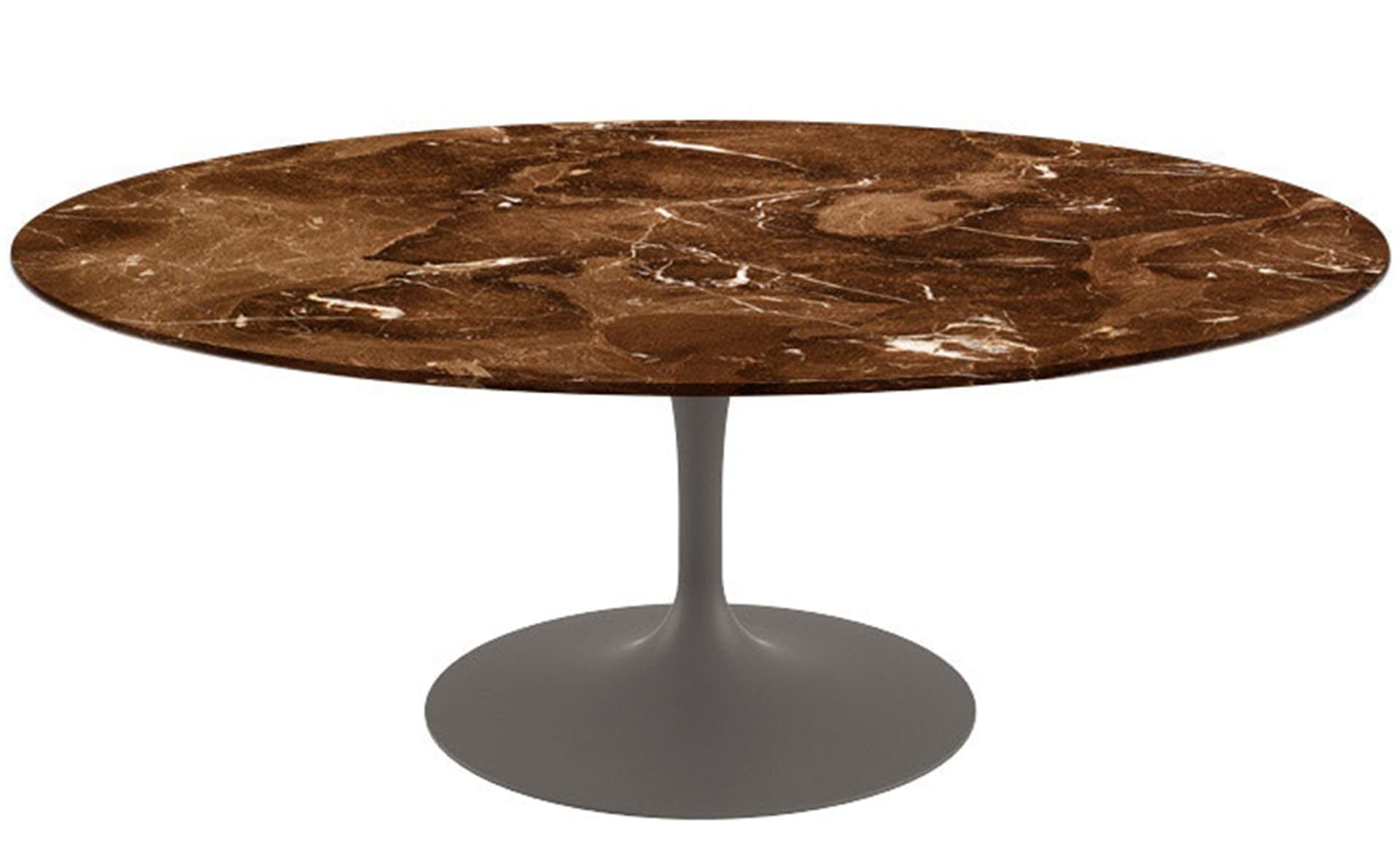 saarinen coffee table - 42" oval / satin - grey / polished marble - espresso