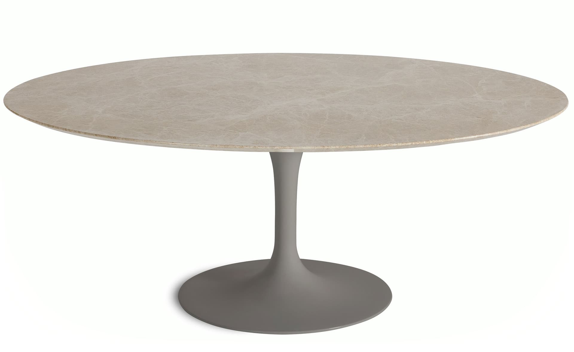 saarinen coffee table - 42" oval / satin - grey / polished marble - emperador light