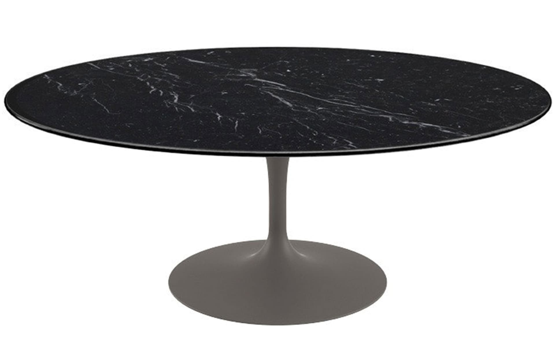 saarinen coffee table - 42" oval / satin - grey / satin marble - nero marquina