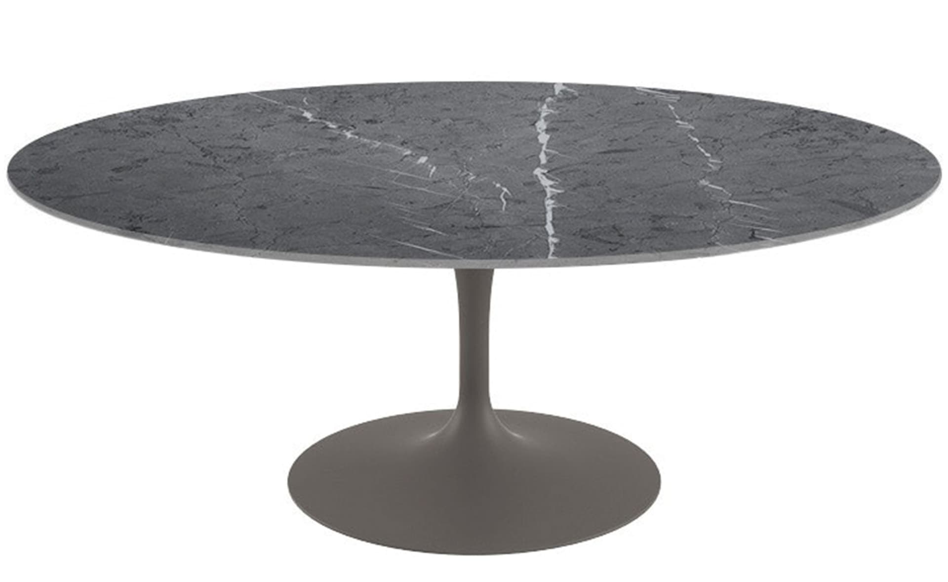 saarinen coffee table - 42" oval / satin - grey / satin marble - grigio marquina