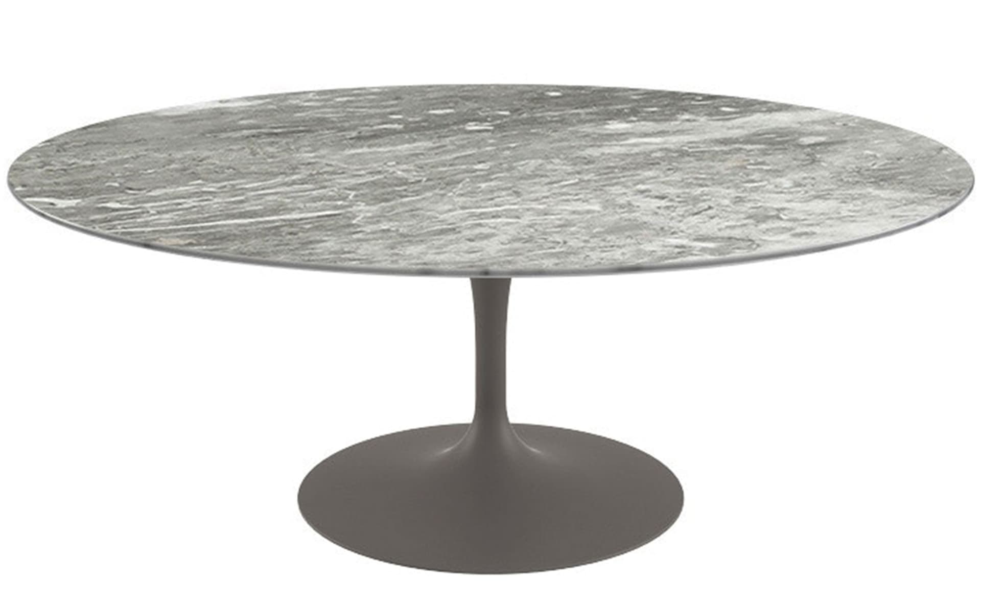 saarinen coffee table - 42" oval / satin - grey / polished marble - grey
