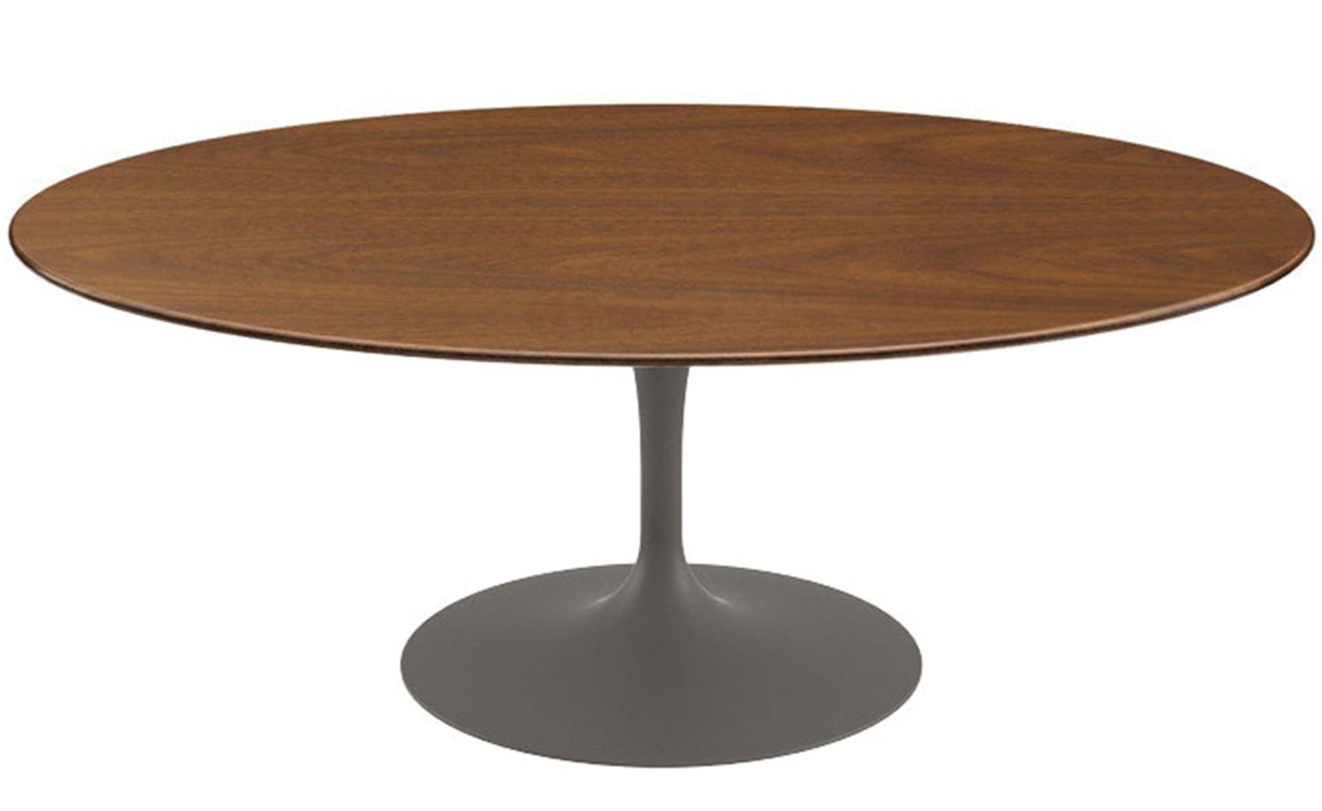 saarinen coffee table - 42" oval / satin - grey / veneer - light walnut