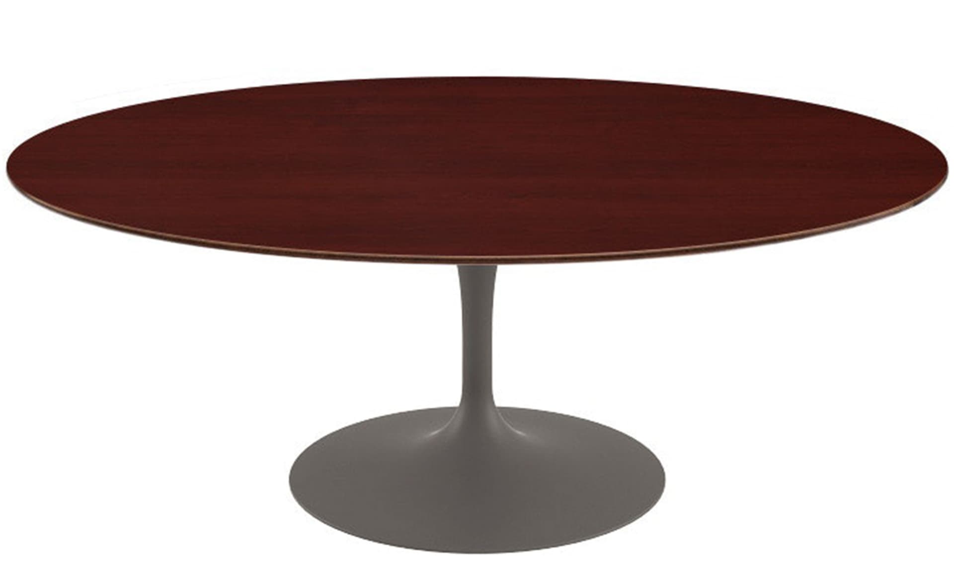 saarinen coffee table - 42" oval / satin - grey / veneer - reff dark cherry