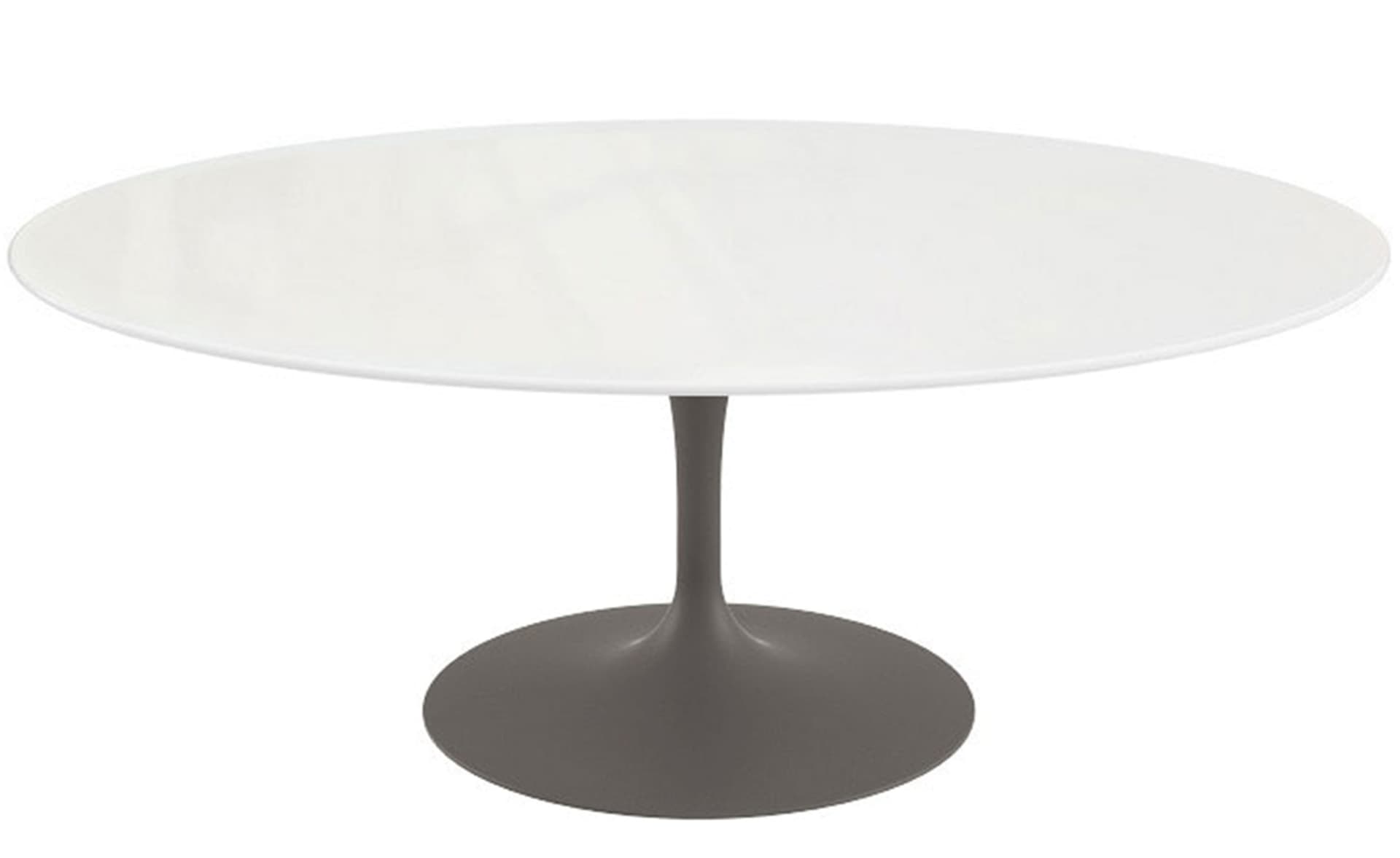 saarinen coffee table - 42" oval / satin - grey / engineered stone - vetro bianco
