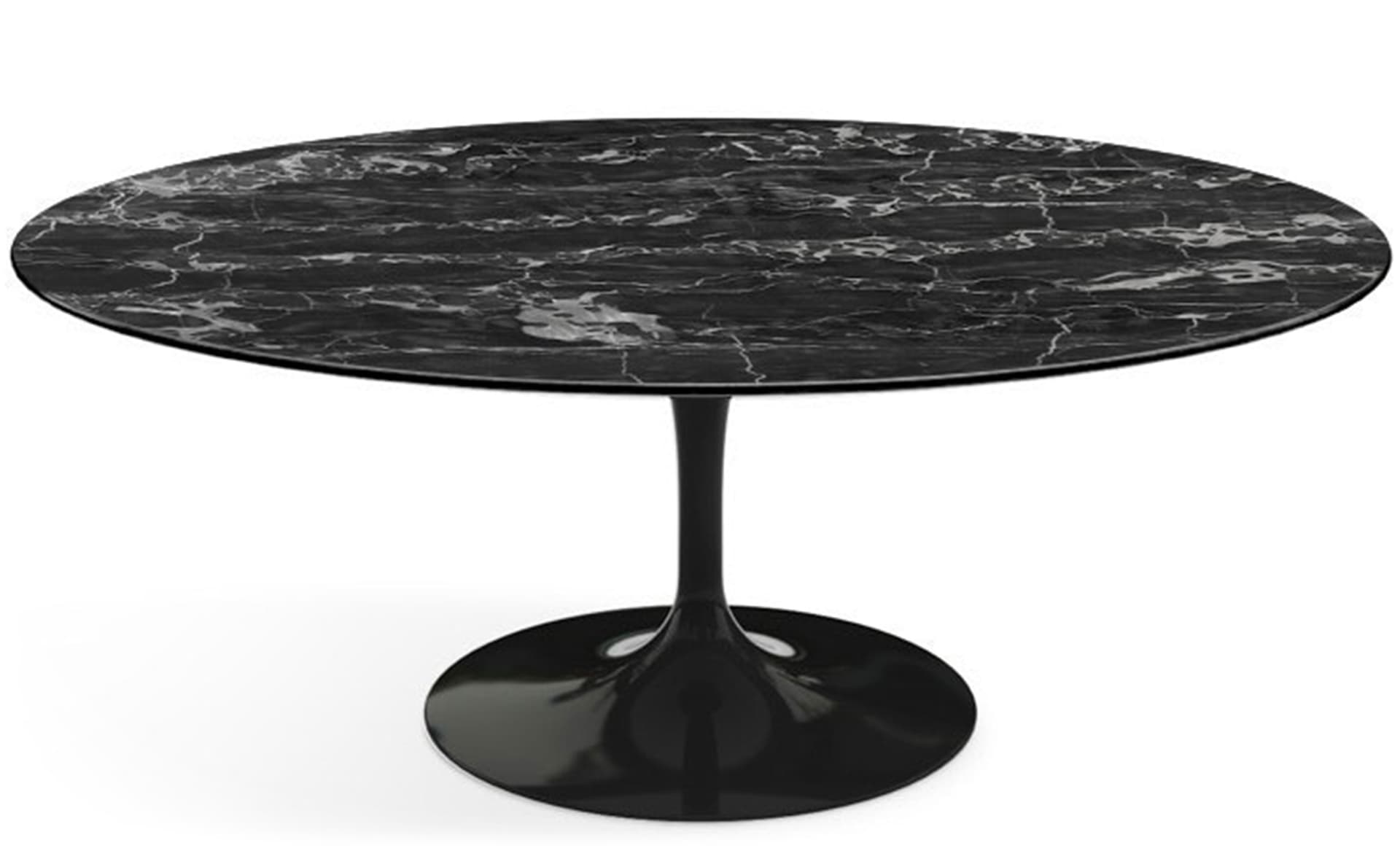 saarinen coffee table - 42" oval / high gloss - black / satin marble - portoro