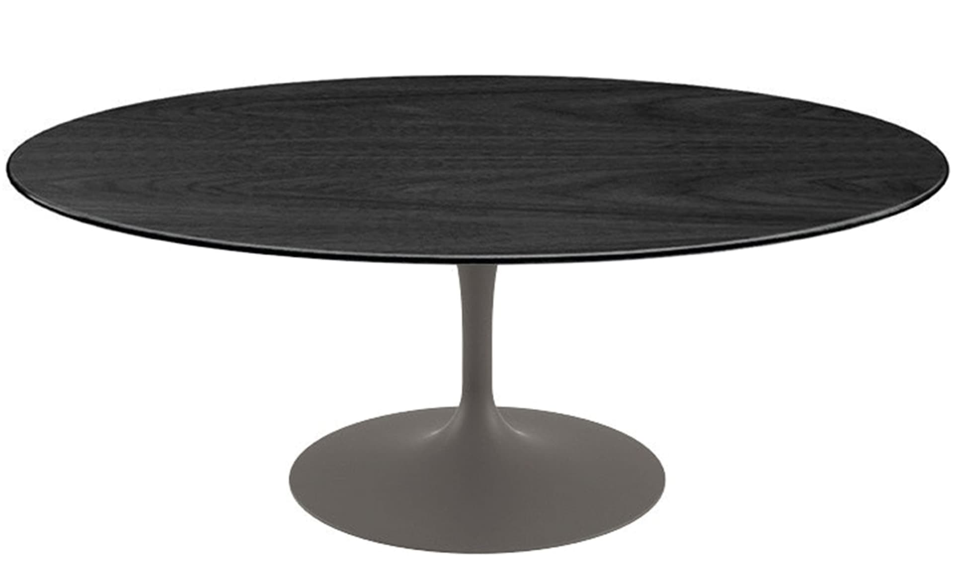 saarinen coffee table - 42" oval / satin - grey / veneer - ebonized walnut