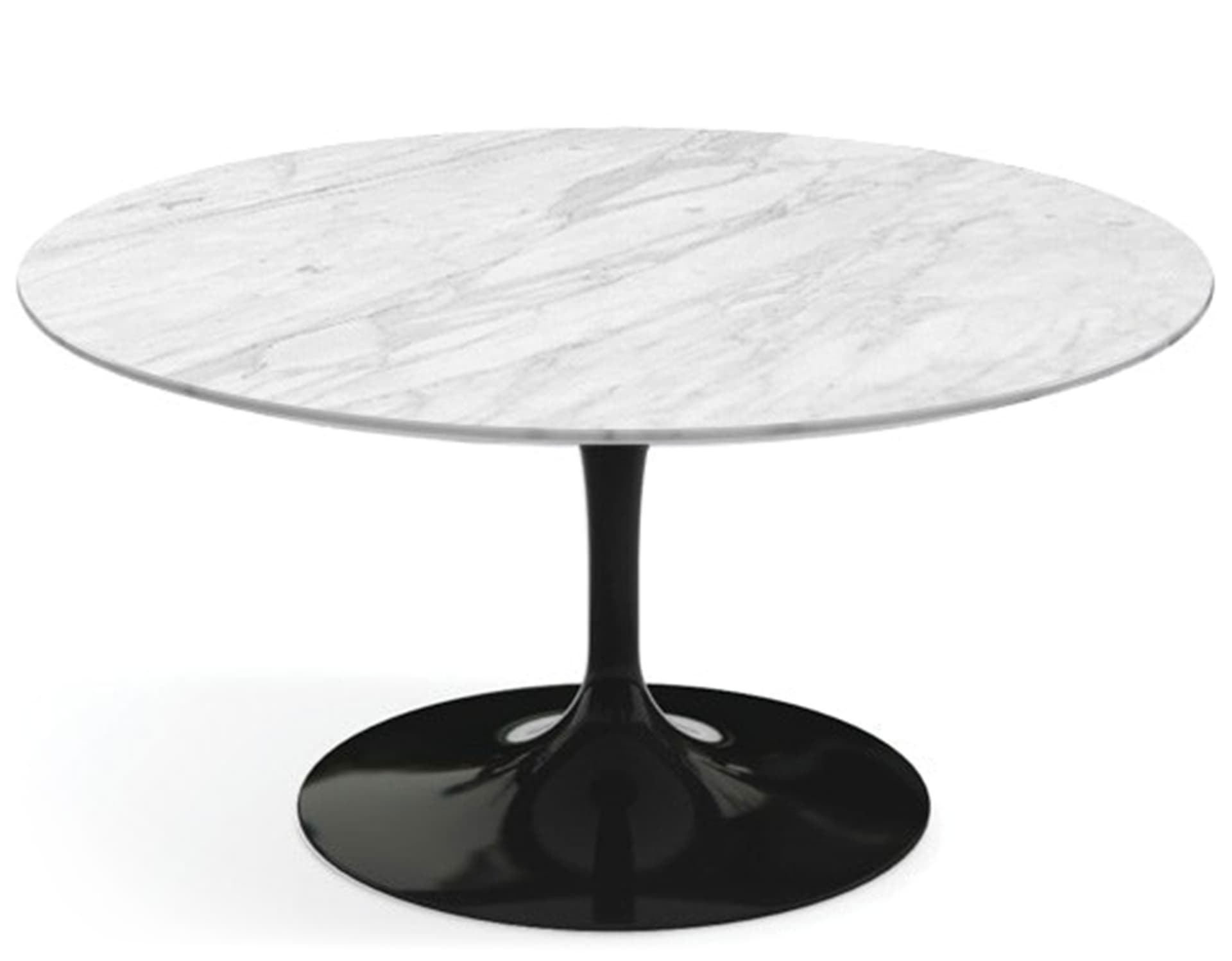 saarinen coffee table - 35" round / high gloss - black / polished marble - carrara