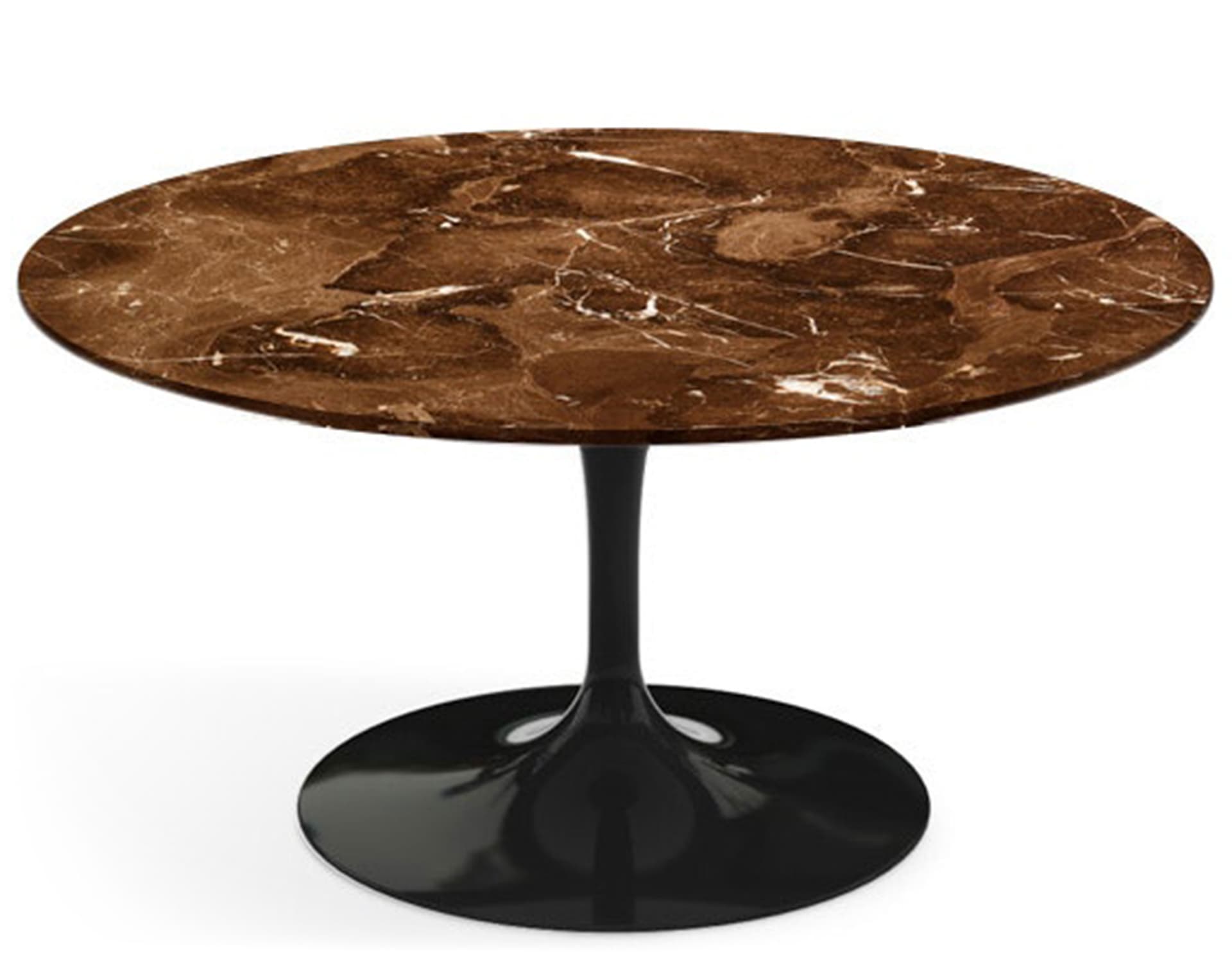 saarinen coffee table - 35" round / high gloss - black / polished marble - espresso
