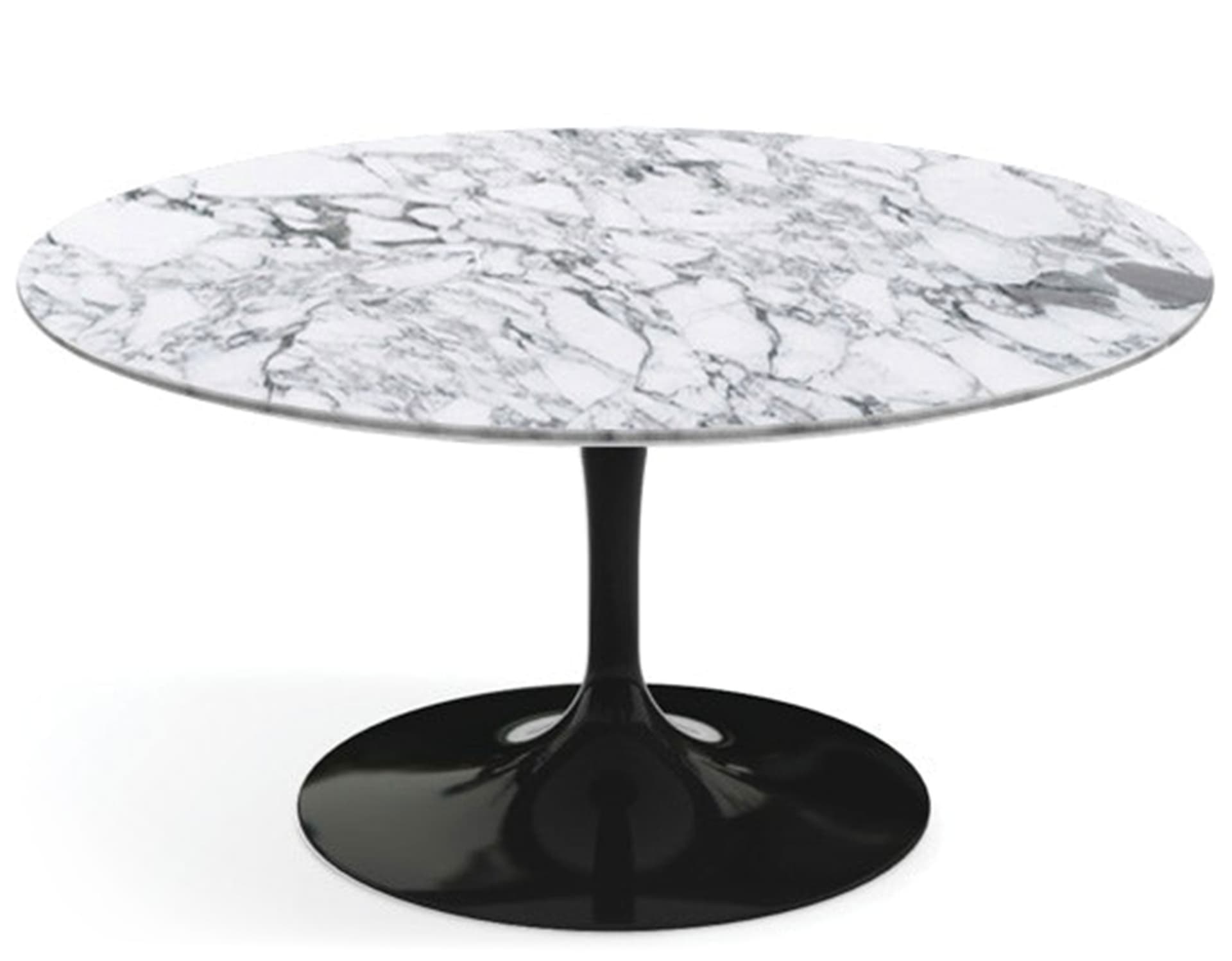saarinen coffee table - 35" round / high gloss - black / polished marble - arabescato