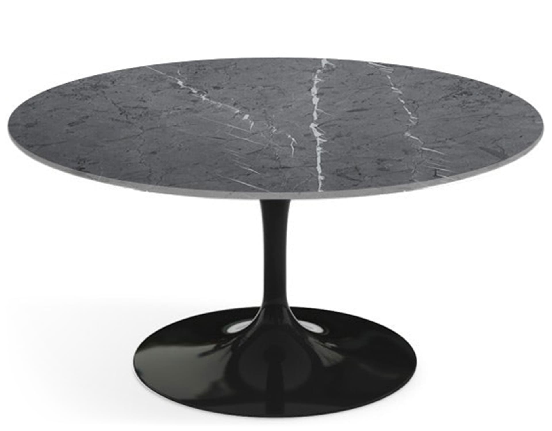 saarinen coffee table - 35" round / high gloss - black / satin marble - grigio marquina