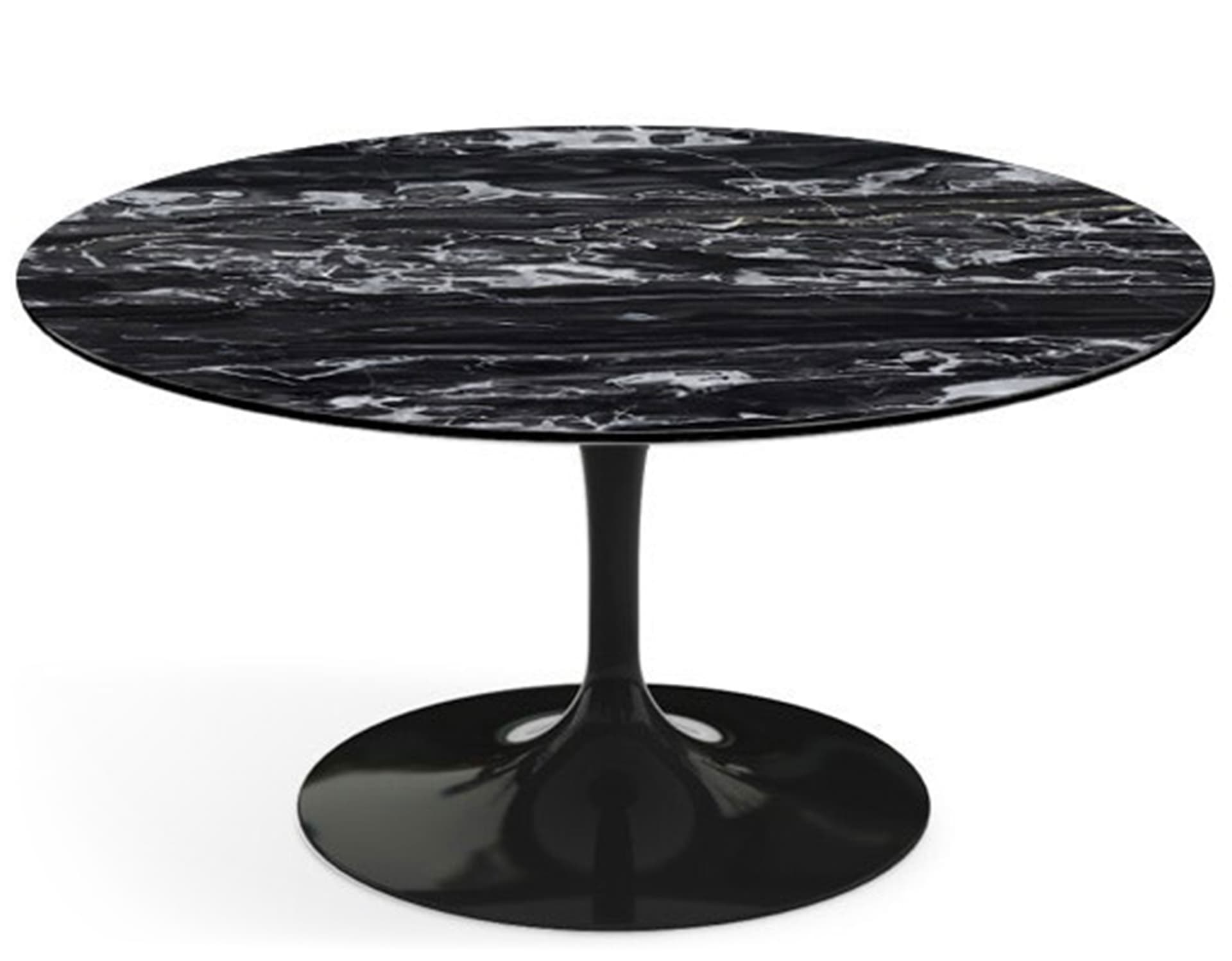 saarinen coffee table - 35" round / high gloss - black / polished marble - portoro