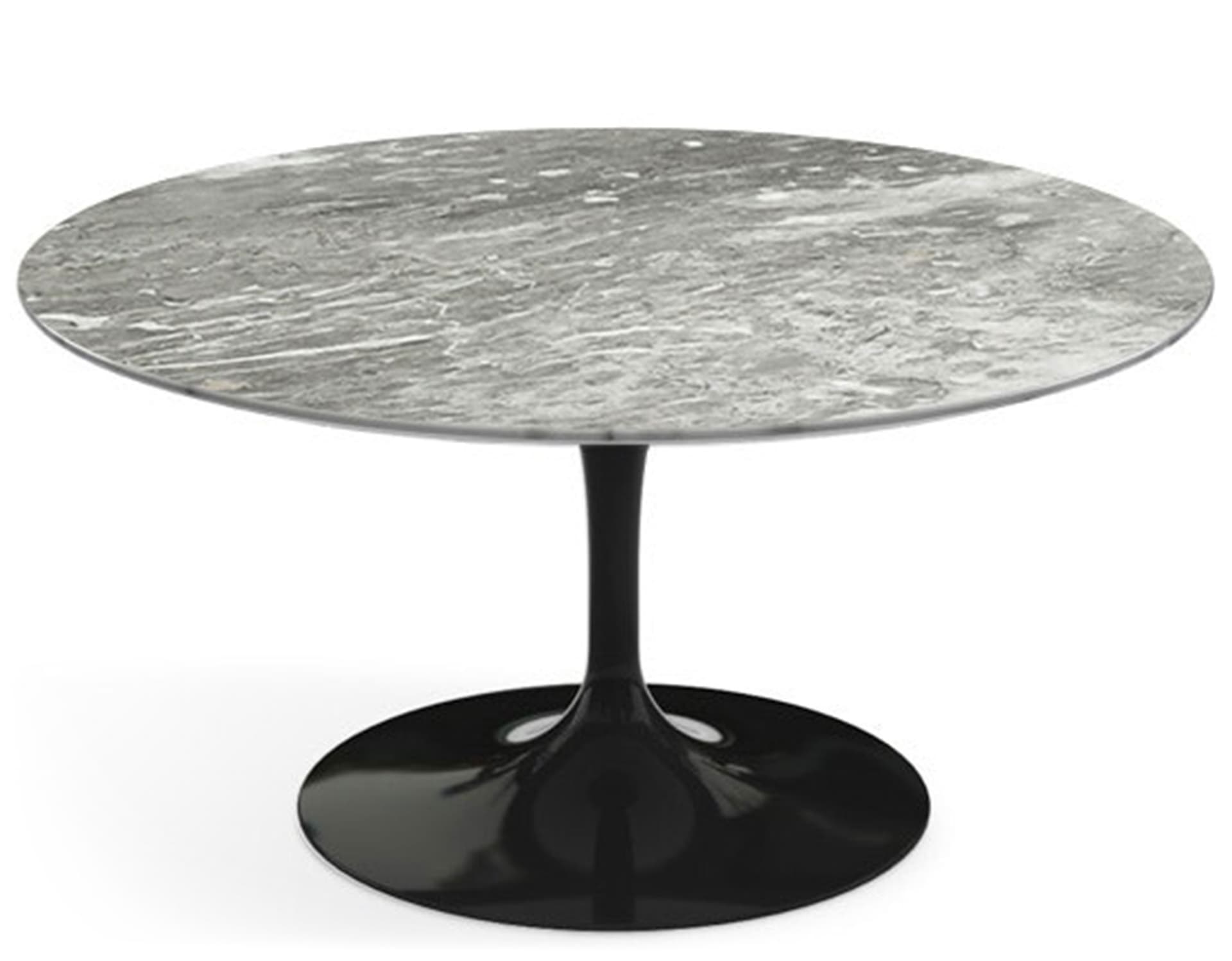 saarinen coffee table - 35" round / high gloss - black / satin marble - grey