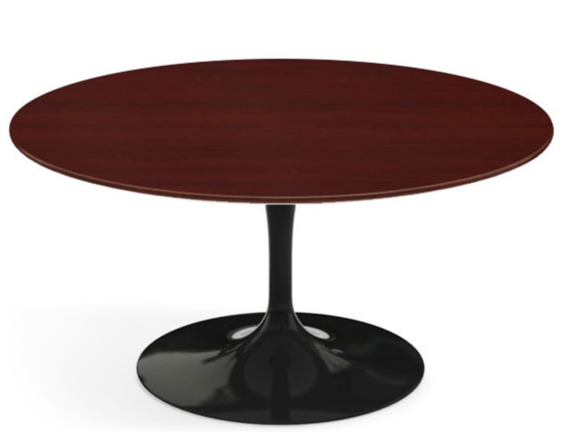 saarinen coffee table - 35" round / high gloss - black / veneer - reff dark cherry