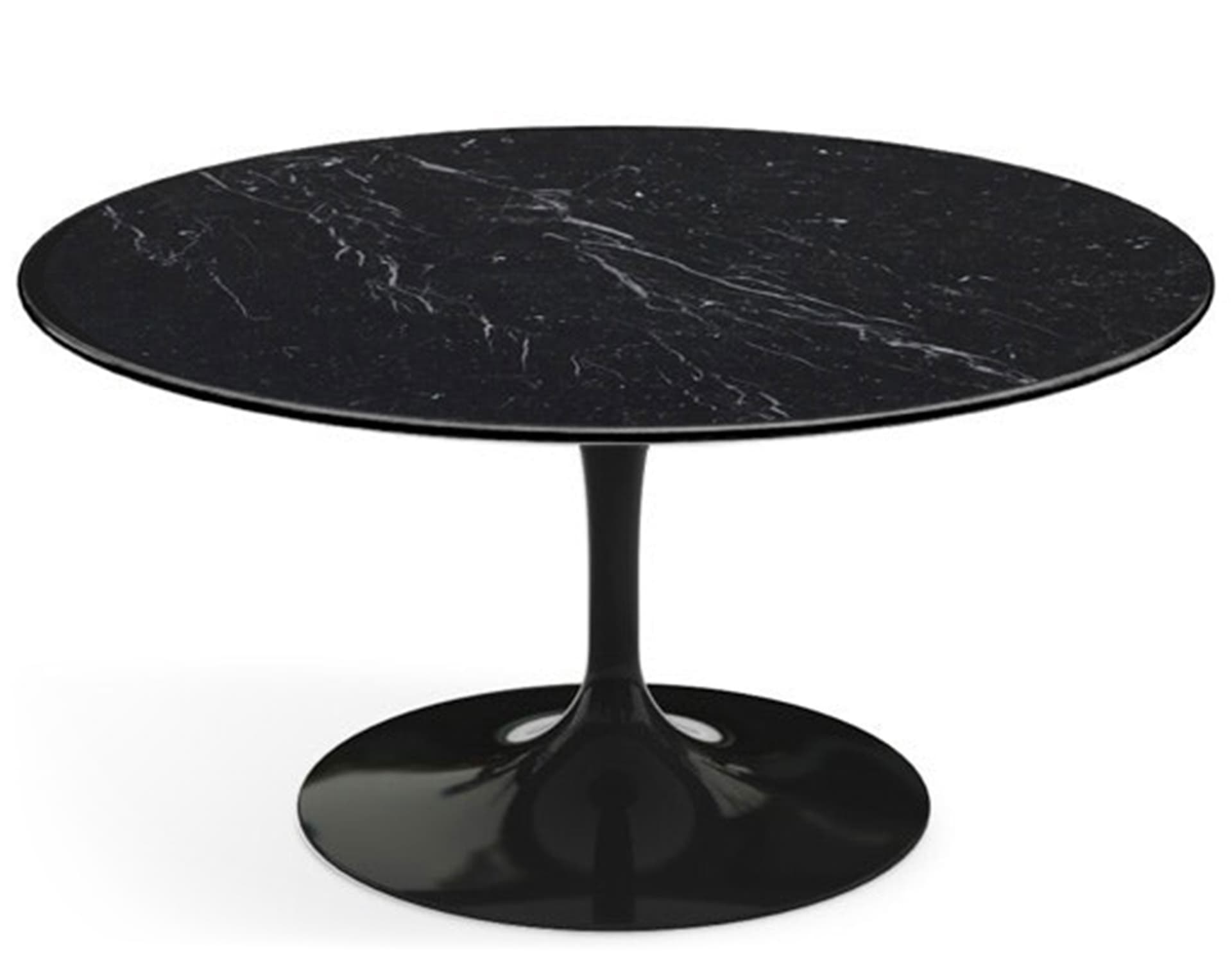 saarinen coffee table - 35" round / high gloss - black / satin marble - nero marquina
