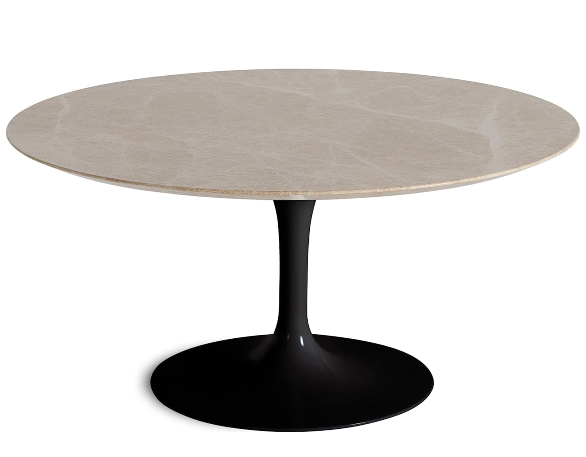 saarinen coffee table - 35" round / high gloss - black / satin marble - emperador light