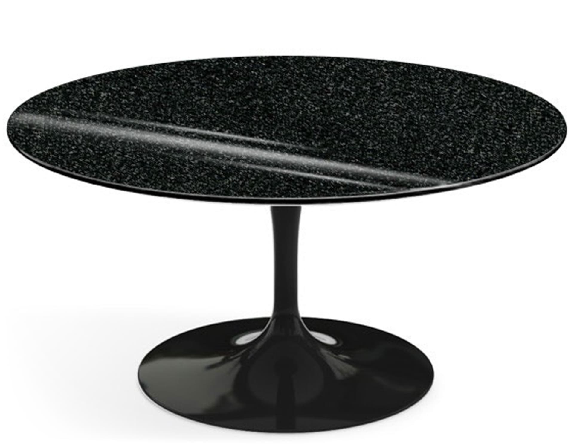 saarinen coffee table - 35" round / high gloss - black / granite - black andes