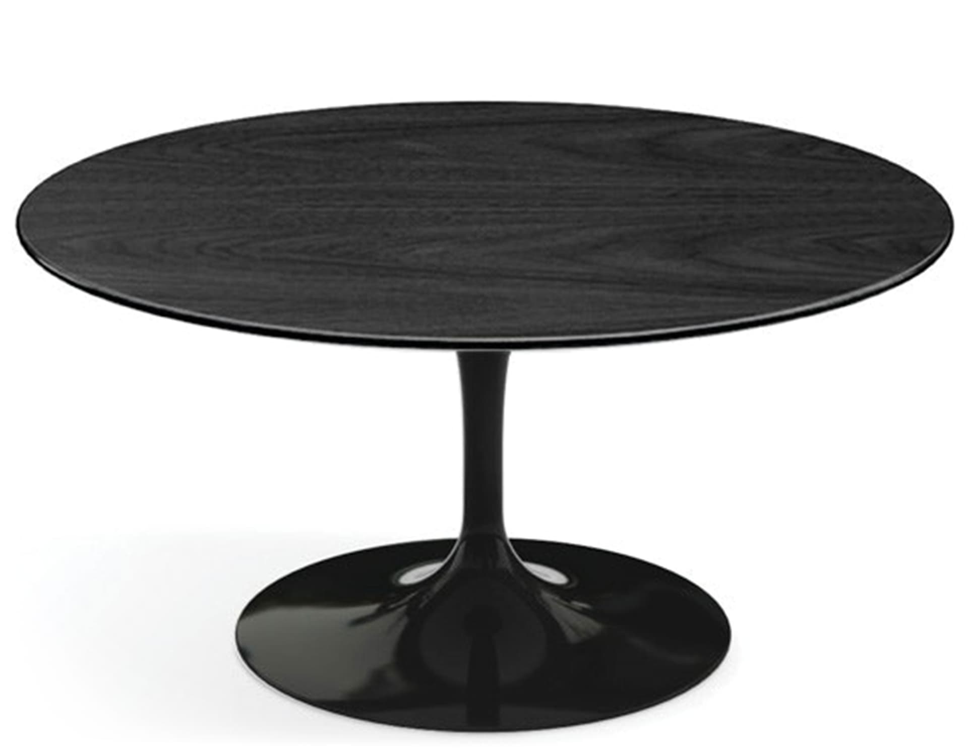 saarinen coffee table - 35" round / high gloss - black / veneer - ebonized walnut