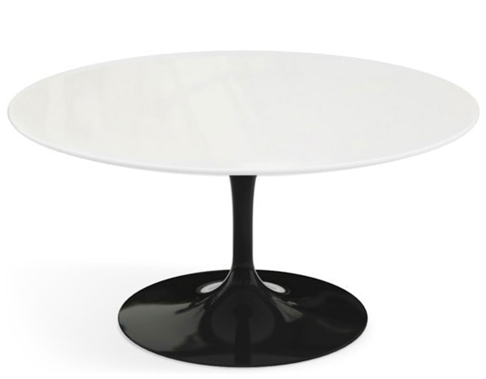 saarinen coffee table - 35" round / high gloss - black / engineered stone - vetro bianco