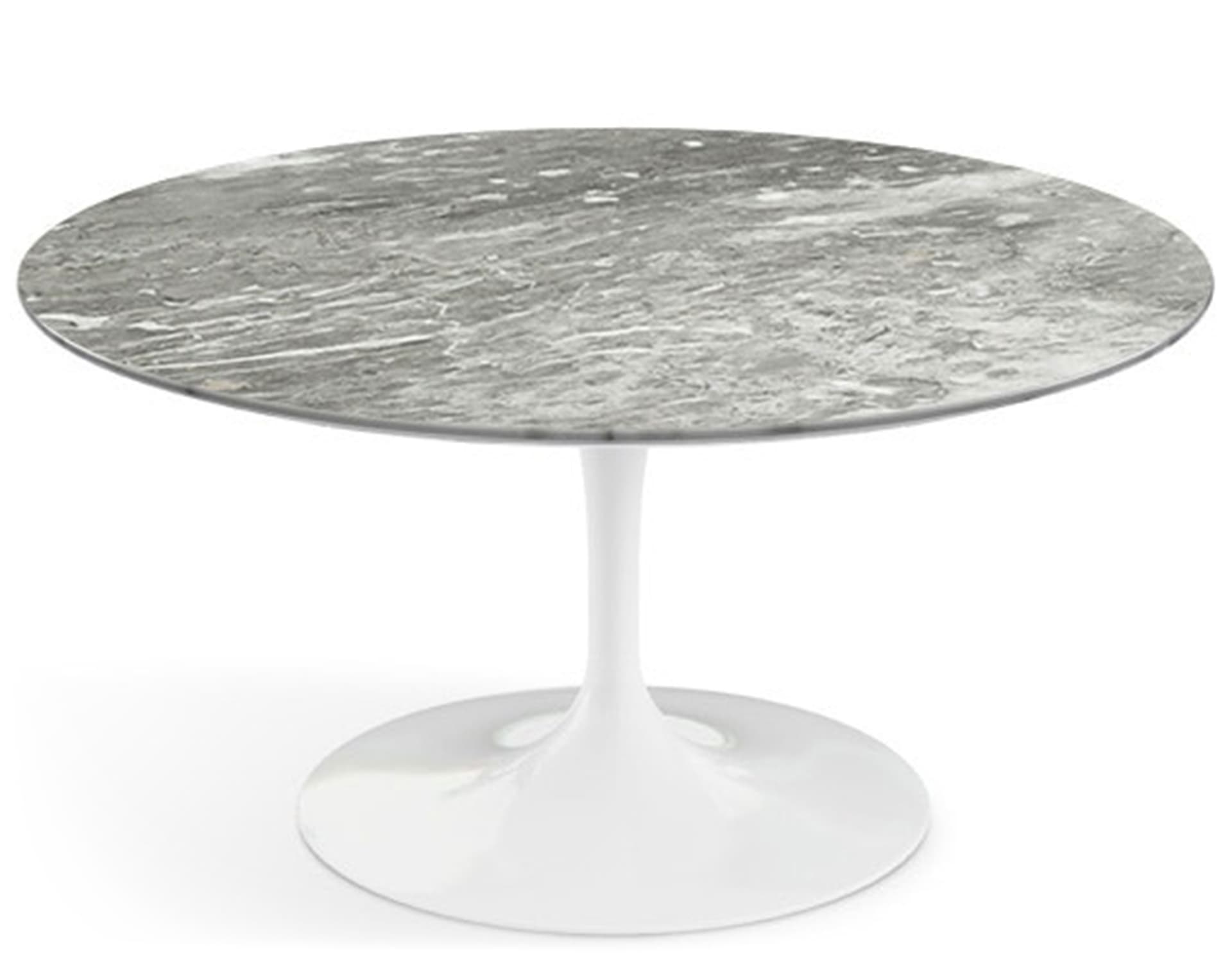 saarinen coffee table - 35" round / high gloss - white / satin marble - grey