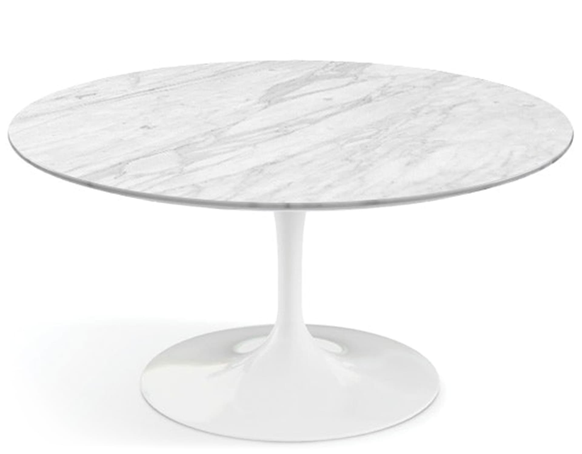 saarinen coffee table - 35" round / high gloss - white / satin marble - carrara